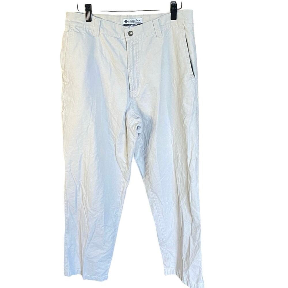 Columbia men’s Cream Chinos Lightweight Summer Pants 32 100% cotton